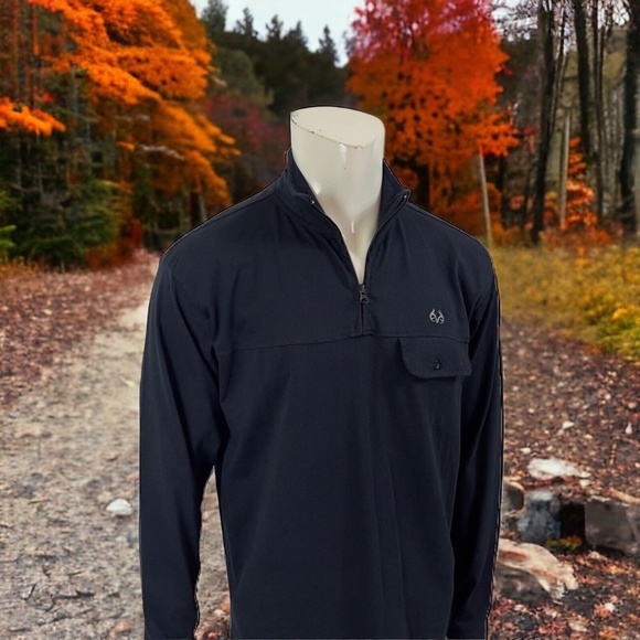 REALTREE® by STAGHORN 1/4 Zip Pullover Black Pocket Mens L - Picture 5 of 16